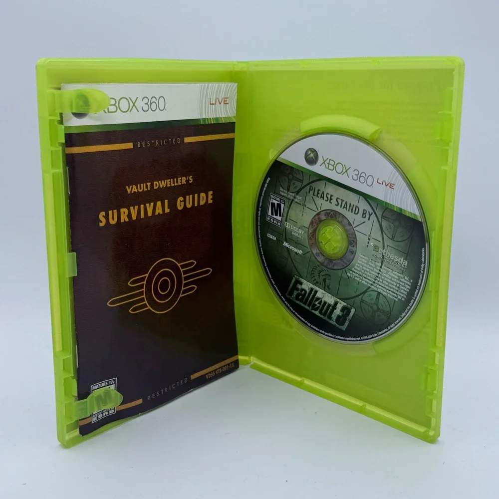 Bethesda Fallout 3 Video Game Xbox 360 One Size Green Excellent RPG Manual